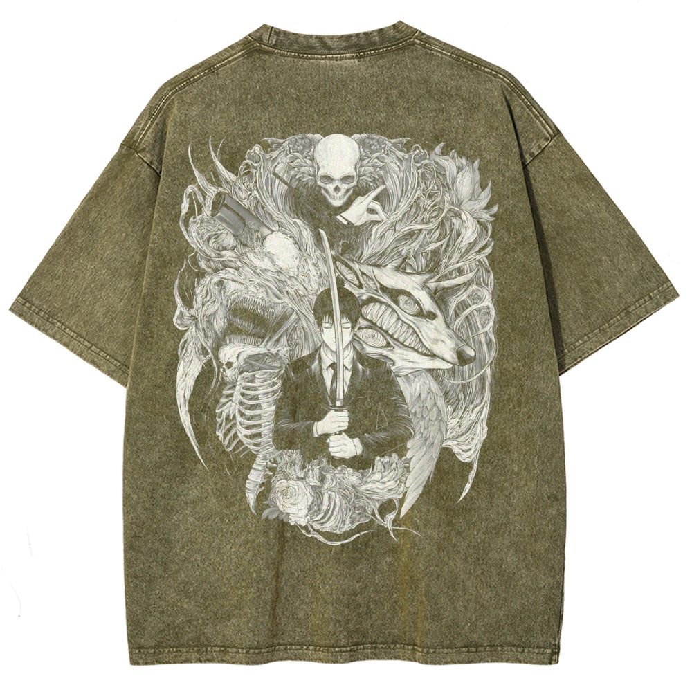 Chainsaw Man Unisex Fit Washed T-Shirt 2510002311