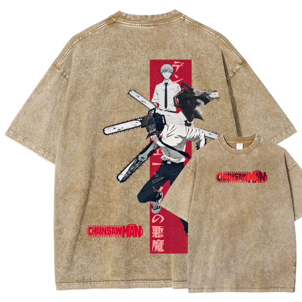 Chainsaw Man Unisex Fit Washed T-Shirt 2510002317