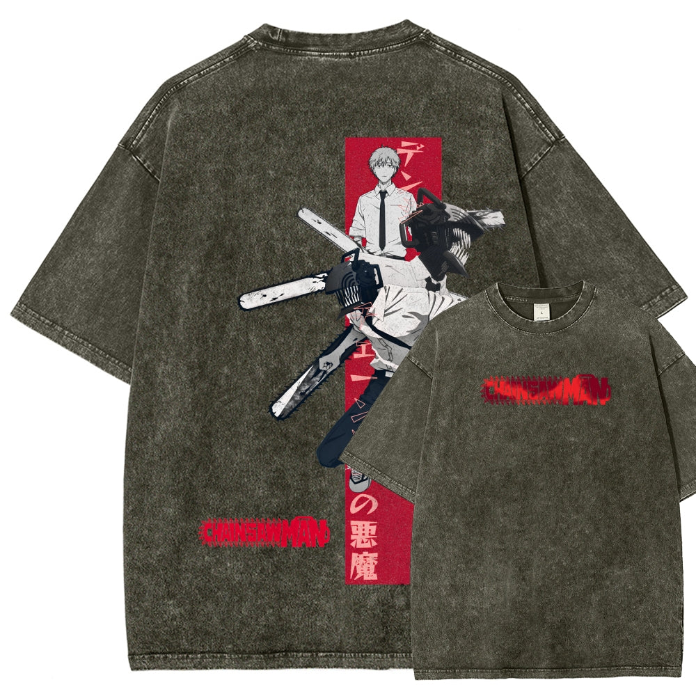 Chainsaw Man Unisex Fit Washed T-Shirt 2510002317