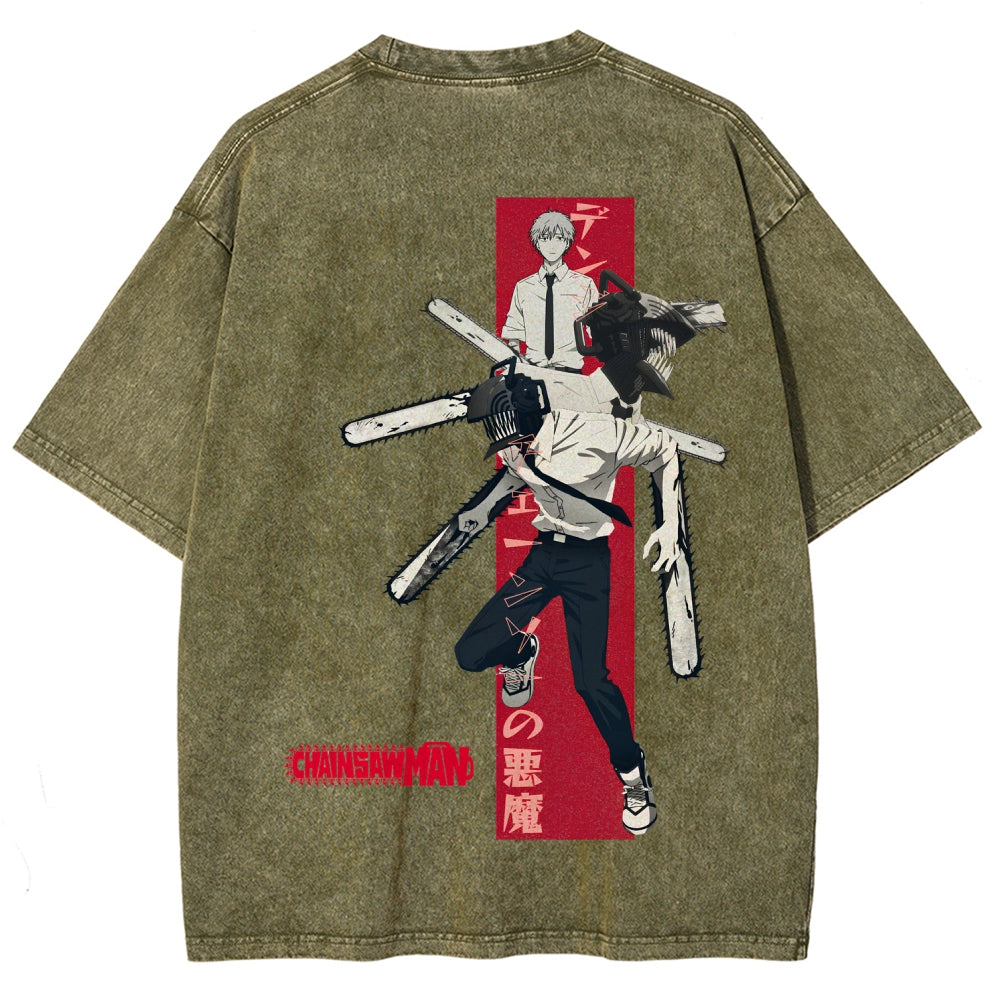 Chainsaw Man Unisex Fit Washed T-Shirt 2510002317