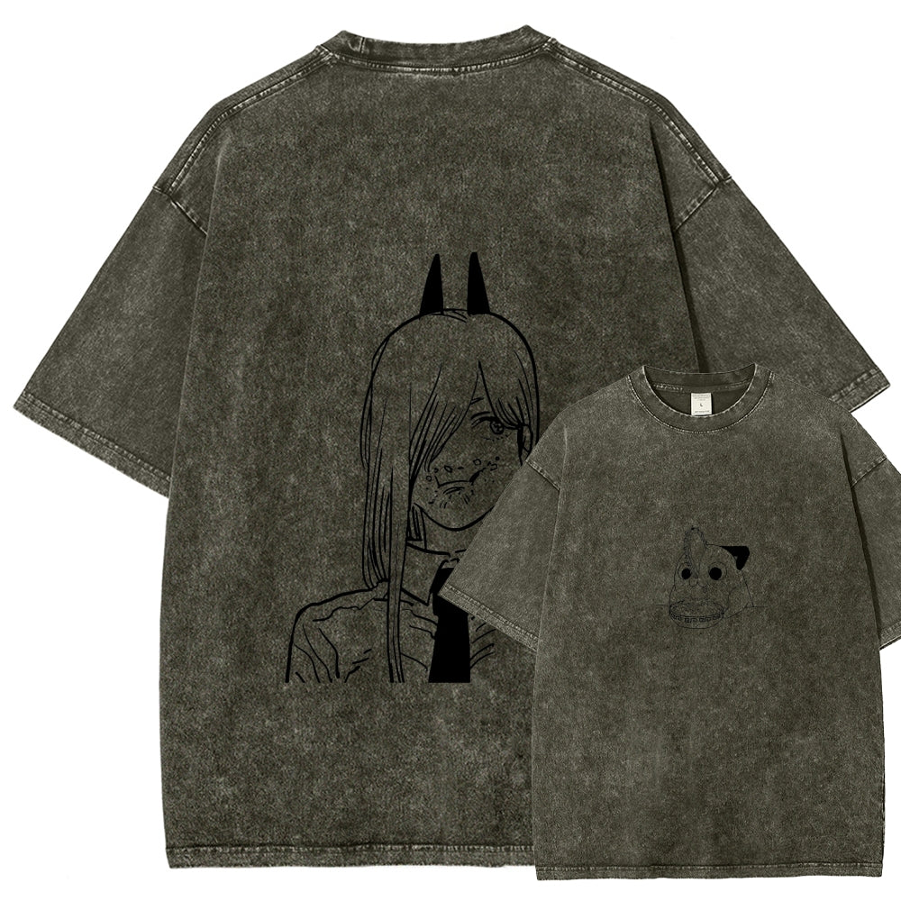 Chainsaw Man Unisex Fit Washed T-Shirt 2604004373