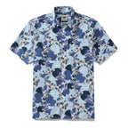 Men's Hawaiian Shirt Crane Waves Dancing Together Print Cotton Button-down Short Sleeve Aloha Shirt
