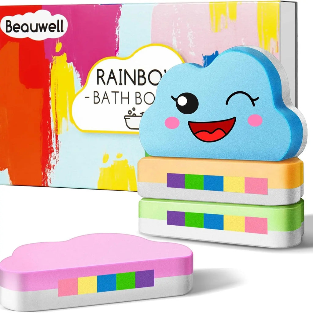Rainbow Bath Bombs Gift Set – Handmade Organic 4 Pack