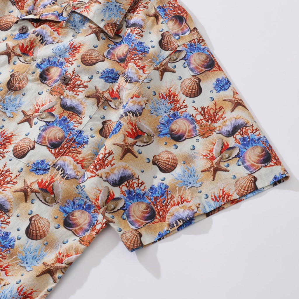 Hawaiian Shirt For Men Secrets of the Sea Shirt Camp Collar 100% Cotton