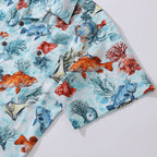Bluey Hawaiian Shirt For Men Fish Shirt Camp Collar 100% Cotton Shirt