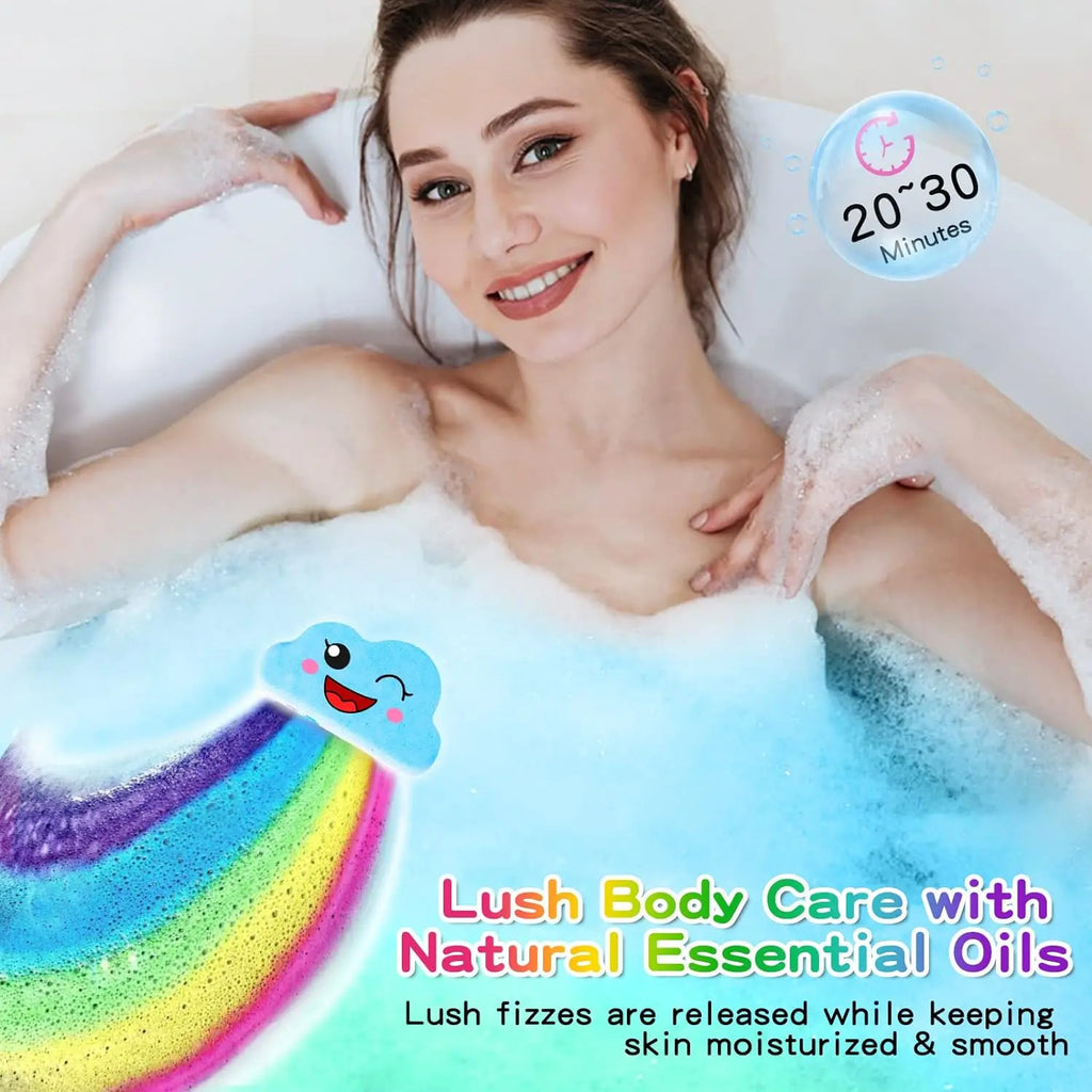 Rainbow Bath Bombs Gift Set – Handmade Organic 4 Pack