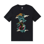 Hawaiian Tee For Men Dragon Soars Tee Crew Neck 100% Cotton - BLACK