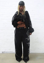 CRASH RHINESTONE OVERSIZED SWEATPANTS BLACK