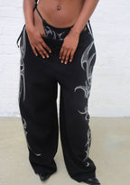 CRASH RHINESTONE OVERSIZED SWEATPANTS BLACK