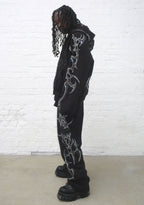 CRASH RHINESTONE ZIP HOODIE BLACK