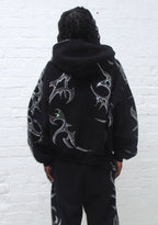 CRASH RHINESTONE ZIP HOODIE BLACK