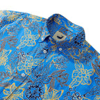 Men's Aloha Shirt Cotton Short Sleeve Button Down Paper-cut Art Print Hidden Pocket