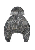 ENEMY RHINESTONE CROP ZIP HOODIE TREE CAMO