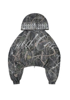 ENEMY RHINESTONE CROP ZIP HOODIE TREE CAMO