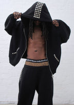 FAITHFUL STUDDED ZIP HOODIE BLACK