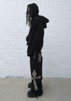 FAITHFUL STUDDED ZIP HOODIE BLACK