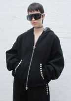 FAITHFUL STUDDED ZIP HOODIE BLACK