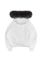 FALLEN FAUX FUR RHINESTONE ZIP HOODIE WHITE (DETACHABLE FUR)