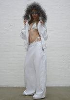FALLEN FAUX FUR RHINESTONE ZIP HOODIE WHITE (DETACHABLE FUR)