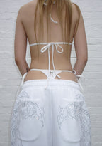 FALLEN RHINESTONE OVERSIZED SWEATPANTS WHITE