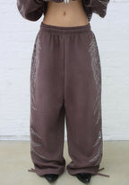FALLEN RHINESTONE OVERSIZED SWEATPANTS BROWN