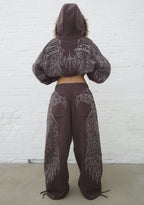 FALLEN RHINESTONE OVERSIZED SWEATPANTS BROWN