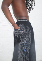 FALLEN RHINESTONE OVERSIZED SWEATPANTS WASHED BLACK