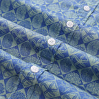 Blue Hand Painted Specimen Print 100% Cotton Button-down Shirt