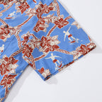 Hawaiian Shirts For Men Vintage Cotton Flower Wreath and Surfer Short Sleeve Aloha Shirt