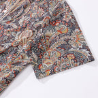Men's Hawaiian Shirt Scroll Pattern Print Cotton Button-down Short Sleeve Aloha Shirt