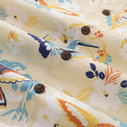 Hawaiian Shirts For Men White Flowers and Hummingbird Shirt 100% Cotton