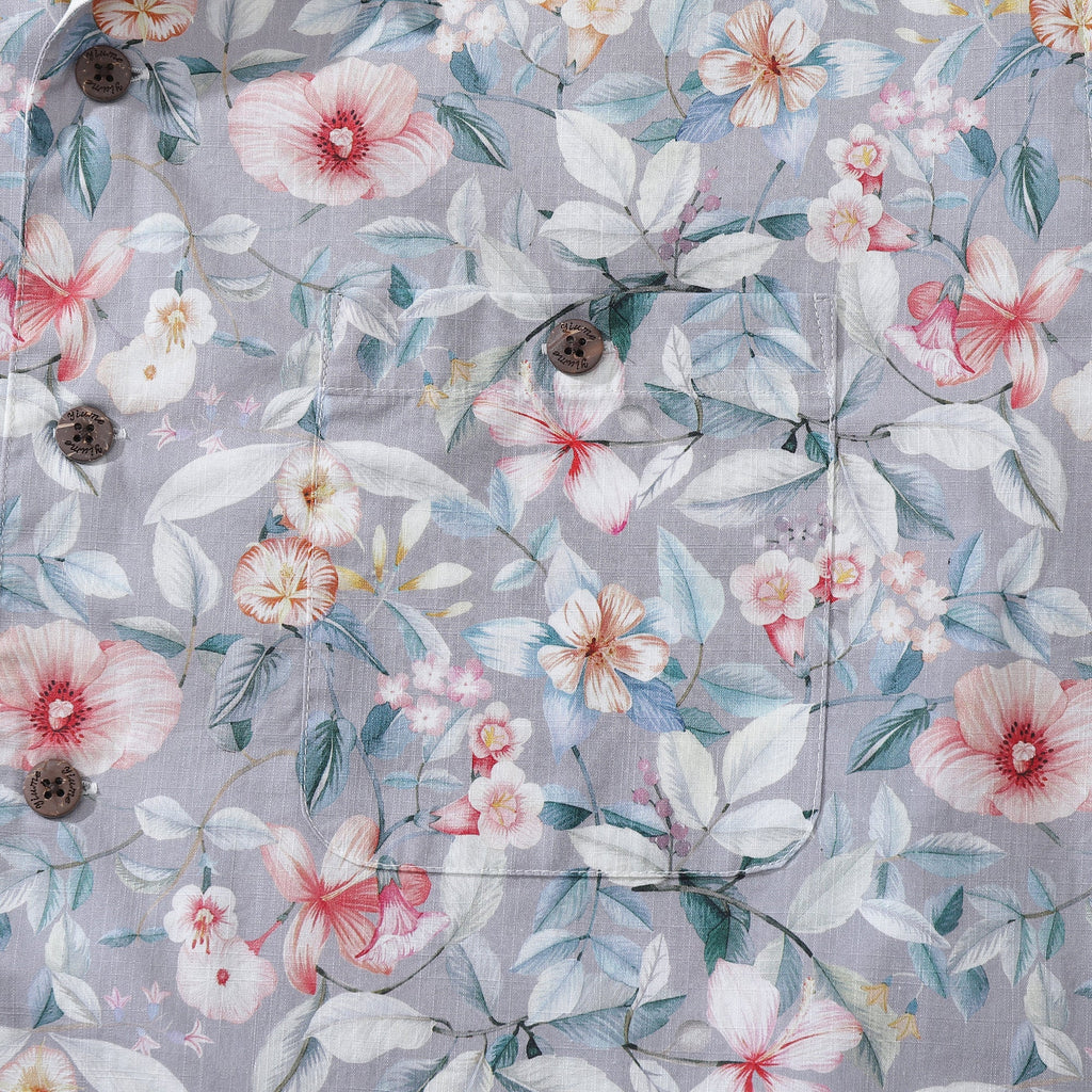 Hawaiian Shirt For Men Sea of Flowers Shirt Camp Collar 100% Cotton
