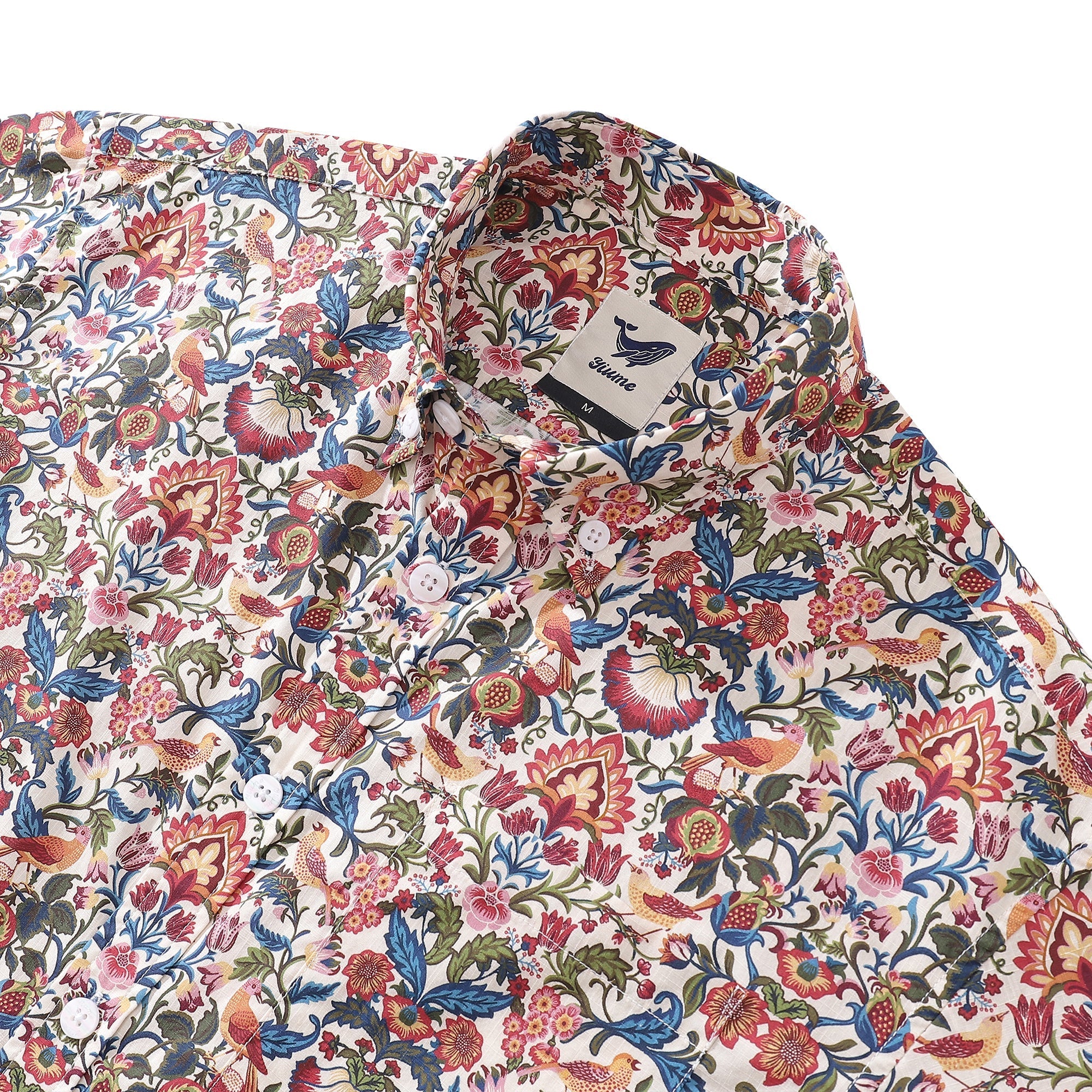 Men's Hawaiian Shirt Rural Charm Print Cotton Button-down Short Sleeve Aloha Shirt