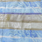 Men's Horizontal Stripe Shirt Blue Waves Print Casual Short Sleeve Button Down