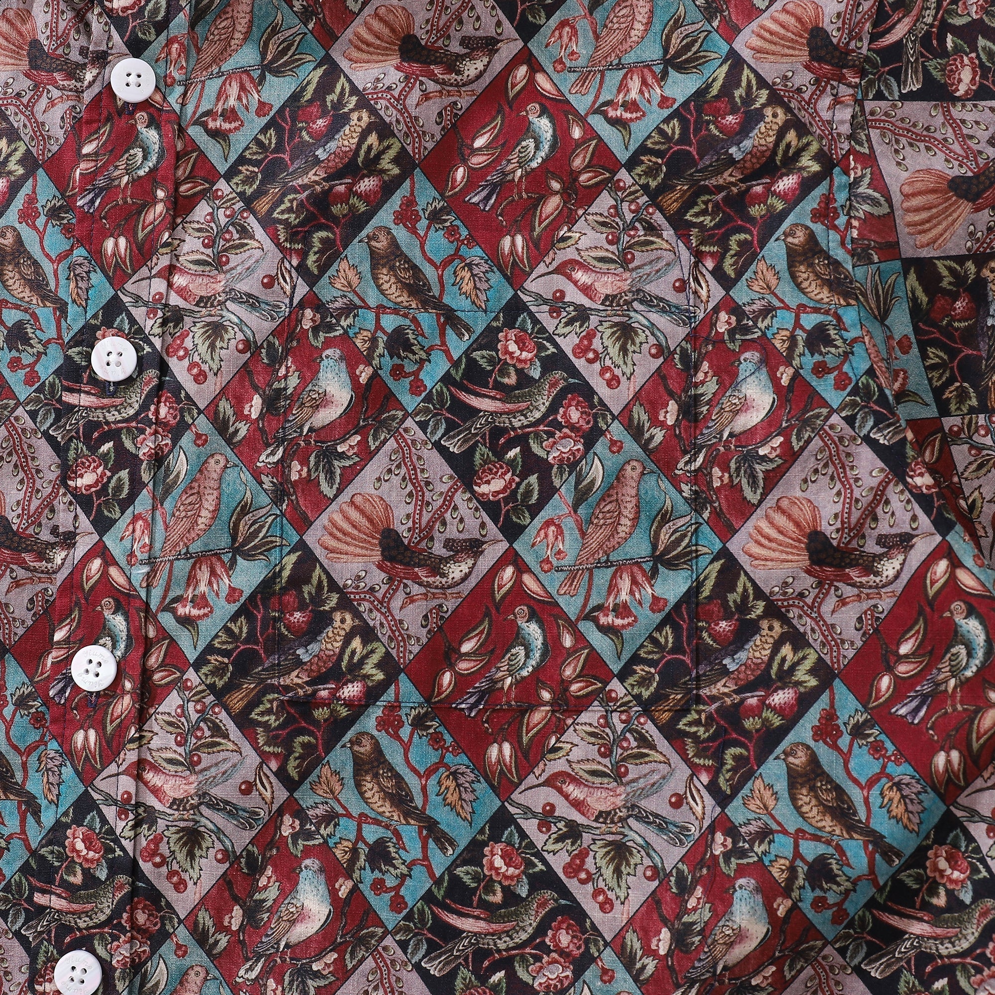 Men's Hawaiian Shirt Symphony of Birds Print Cotton Button-down Short Sleeve Aloha Shirt