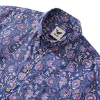 Men's Hawaiian Shirt Mystic Flowers Print Cotton Button-down Short Sleeve Aloha Shirt