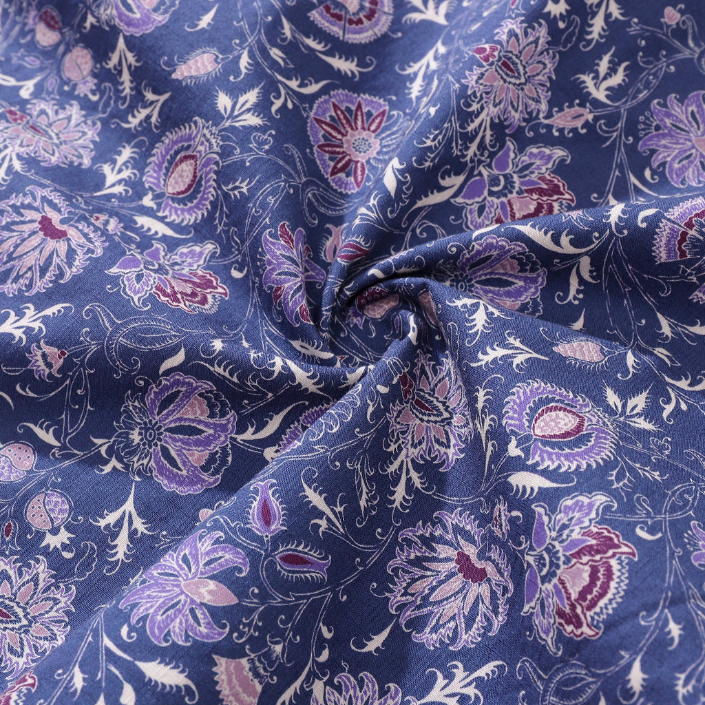 Men's Hawaiian Shirt Mystic Flowers Print Cotton Button-down Short Sleeve Aloha Shirt