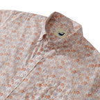 Men's Aloha Shirt Light Pink Floral Cotton Short Sleeve Button Down Pocket Workwear