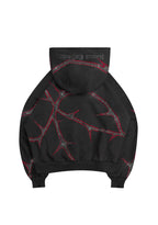 THORN RHINESTONE ZIP HOODIE BLACK AND RED