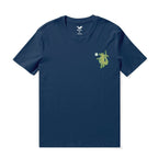 Hawaiian Tee For Men Backyard Beach Party By Loindaflow Tee Crew Neck 100% Cotton - NAVY BLUE