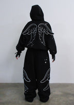 STITCH WINGS ZIP HOODIE BLACK (DETACHABLE WINGS)