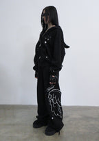 STITCH WINGS ZIP HOODIE BLACK (DETACHABLE WINGS)