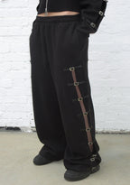 CRUSH BUCKLE OVERSIZED SWEATPANTS BLACK