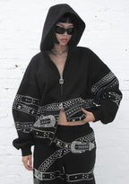 CRUSH STUDDED BELT OVERSIZED SWEATPANTS BLACK