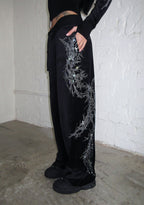 CURSE RHINESTONE VELOUR SWEATPANTS BLACK