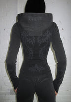 CURSE SCULPT STRETCH ZIP HOODIE WASHED CHARCOAL