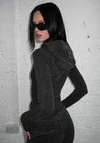 CURSE SCULPT STRETCH ZIP HOODIE WASHED CHARCOAL