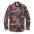 Long Sleeve Hawaiian Shirt For Men Tiger in the Mist Cotton Button-down Aloha Shirt