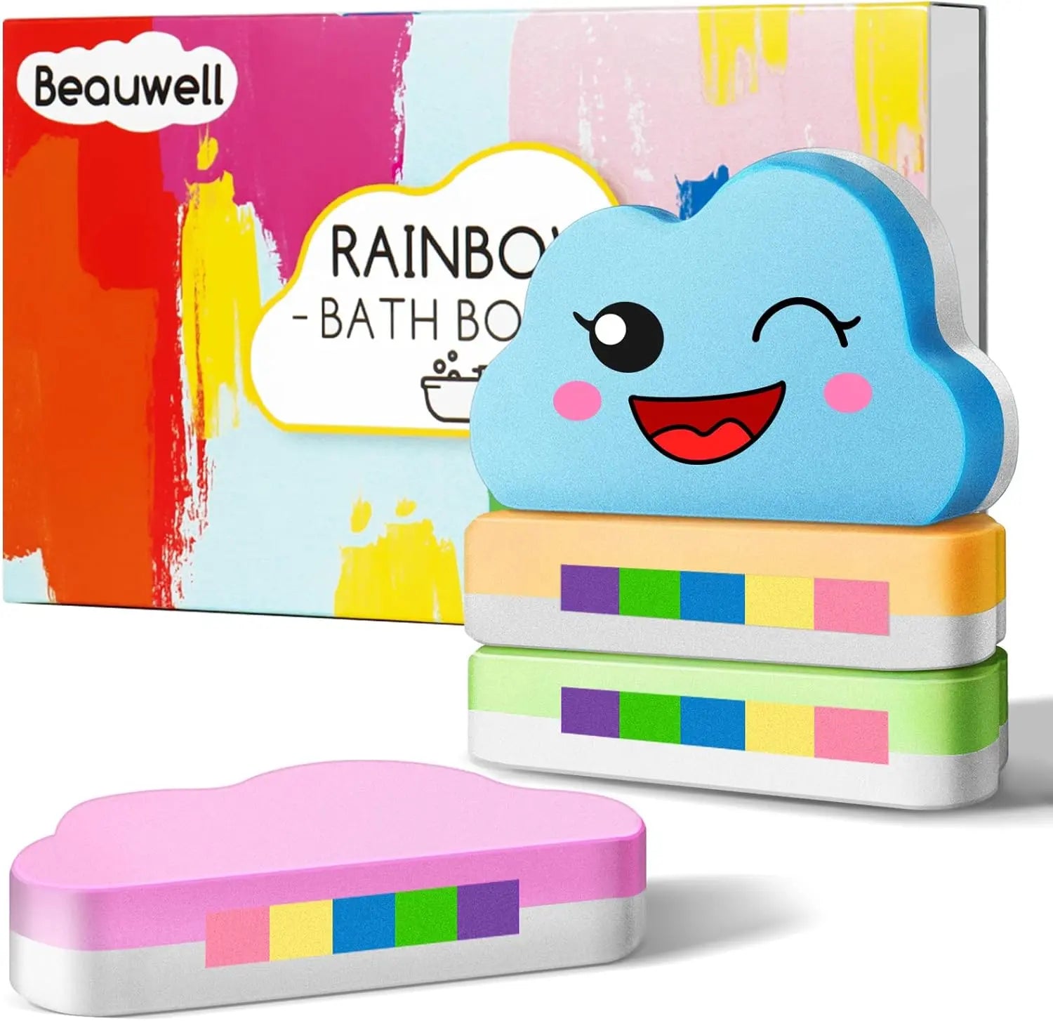 Rainbow Bath Bombs Gift Set – Handmade Organic 4 Pack