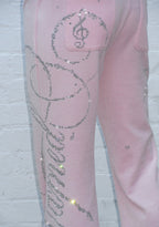 DREAMER RHINESTONE VELOUR SWEATPANTS BABY PINK